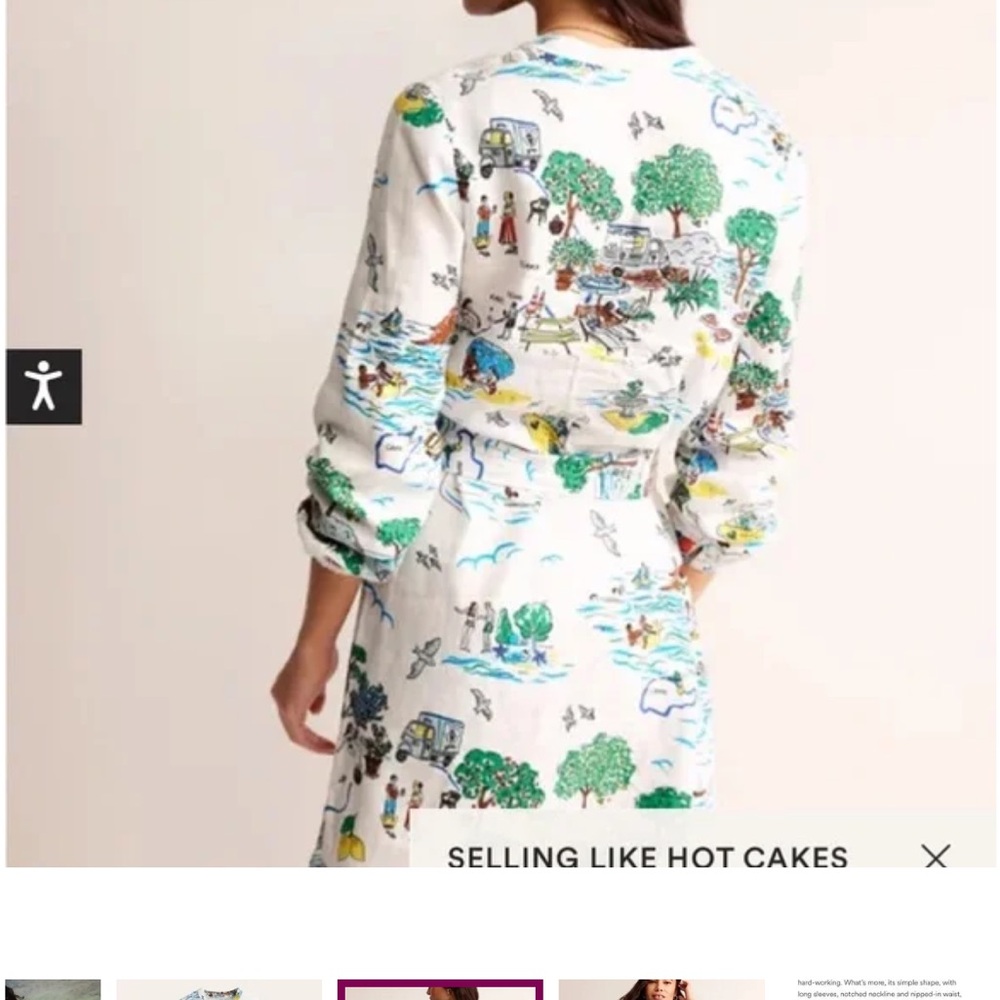Boden linen dress NWT Cleo tunic dress US 6 Amalfi Italy scenery on ivory linen - Picture 3 of 12